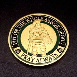 Gold Plated Armor Of God Coin Christian Coin Men's Anniversary Birthday Gift